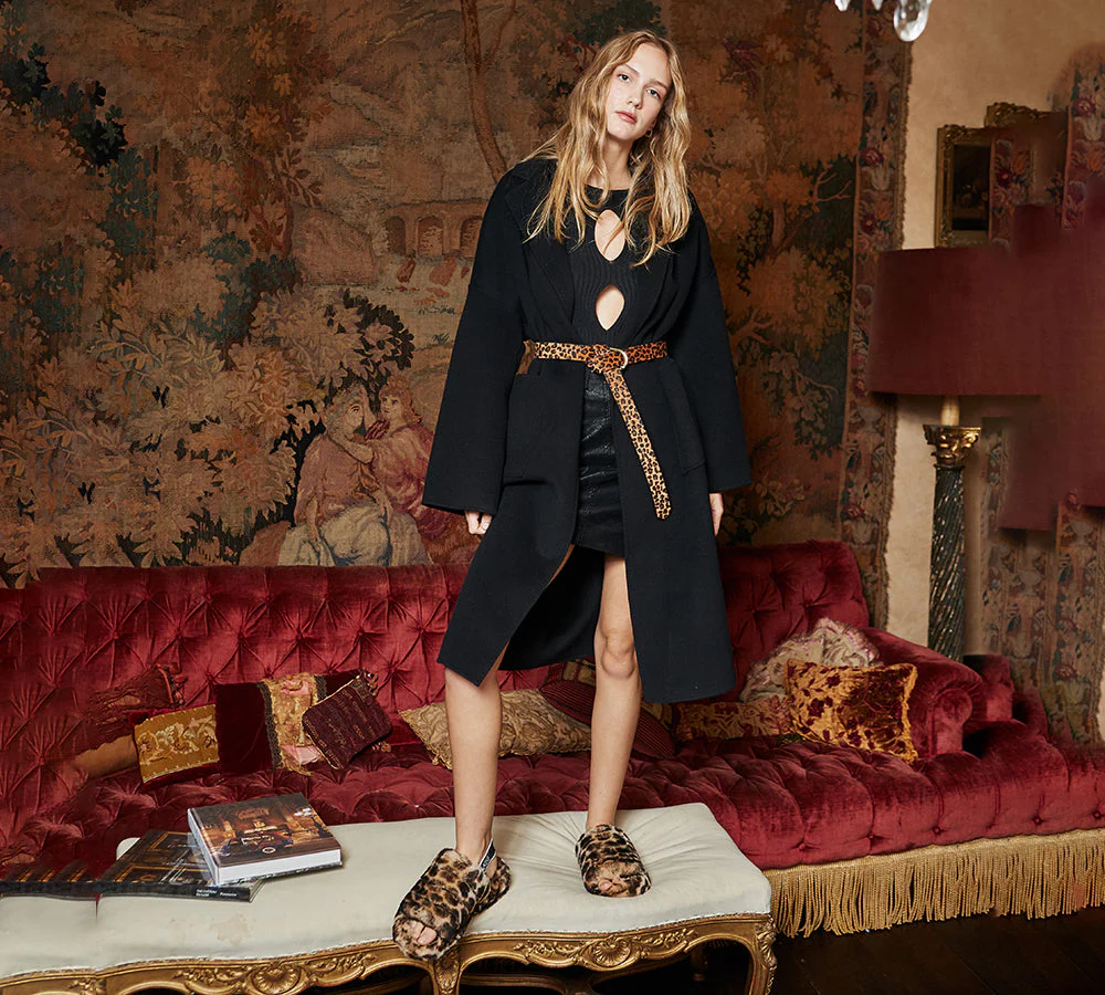 AUSTRALIAN SHEPHERD? UGG Women Slingback Leopard Print Fluffy Slides Pamela