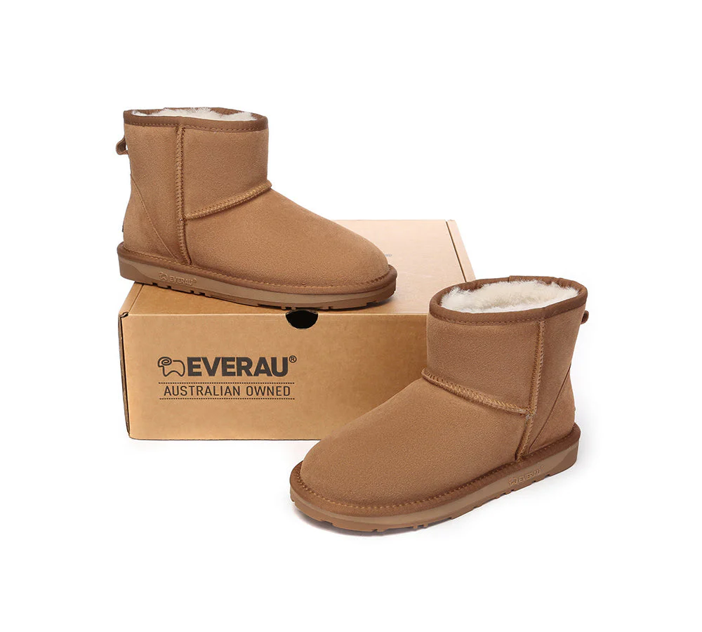 EVERAU? UGG Boots Sheepskin Wool Ankle Mini Classic Suede