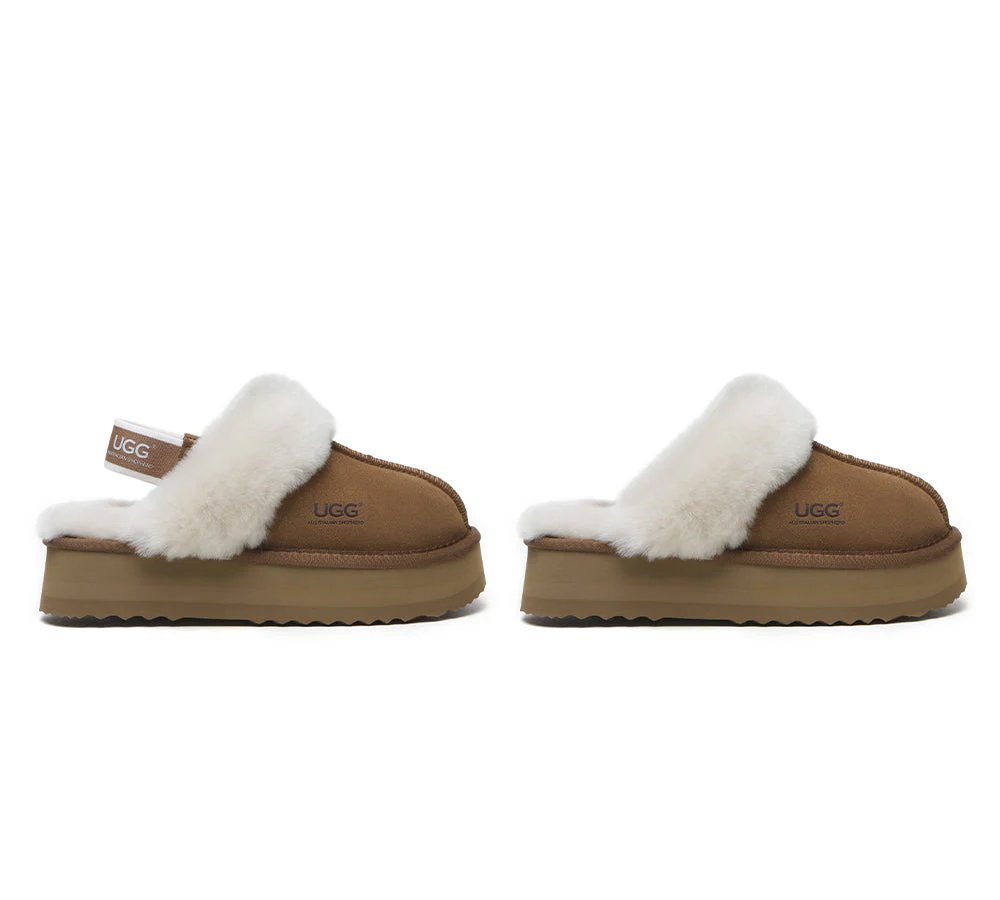 AUSTRALIAN SHEPHERD? 2-Way Style UGG Slippers Women Removable Strap Slingback Platform Muffin