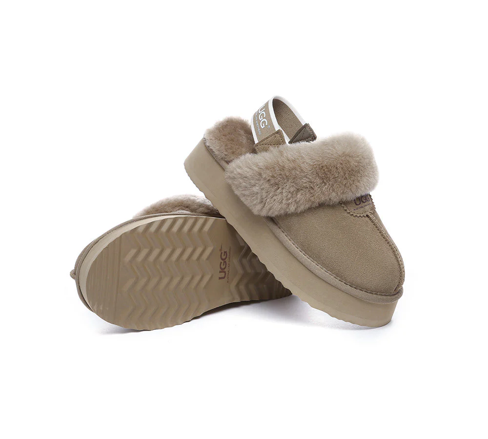 AUSTRALIAN SHEPHERD? UGG Slippers Women Removable Strap Slingback Platform Waffle