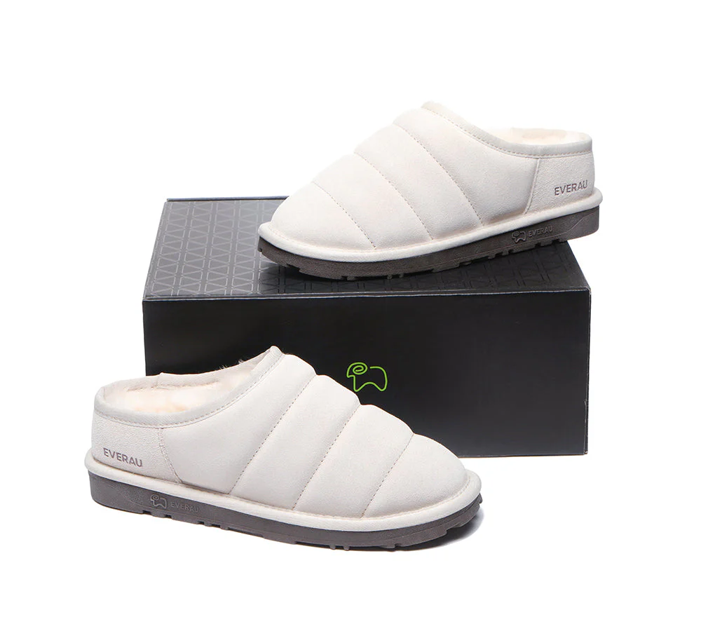 EVERAU? UGG Slippers Sheepskin Wool Ankle Ultra Puffer