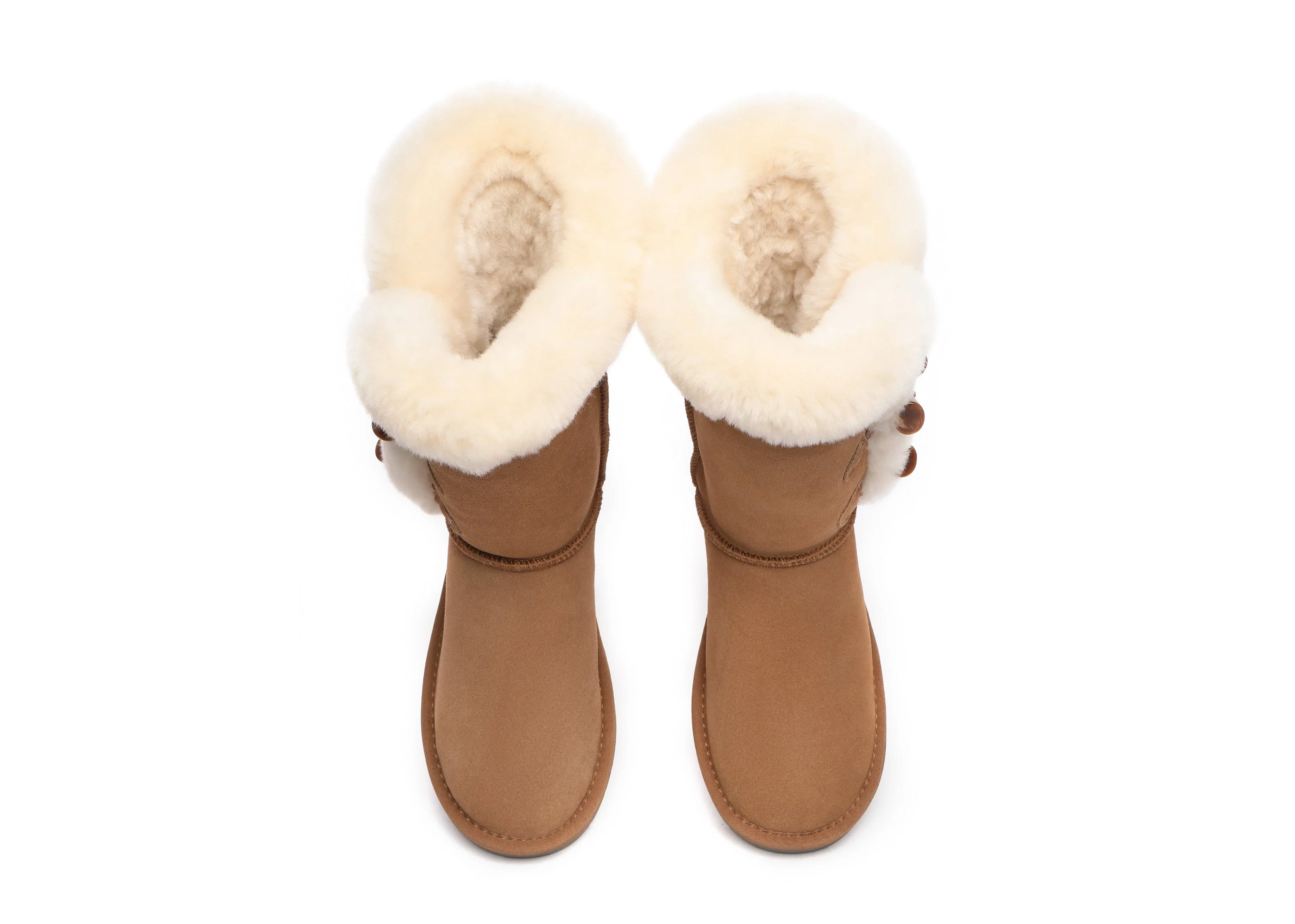 AUSTRALIAN SHEPHERD? UGG Boots Women Sheepskin Wool Horn Toggle Closure Tall Tamari