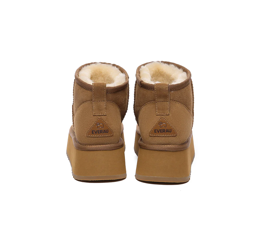EVERAU? UGG Boots Sheepskin Wool Ankle Ultra Mini Platform