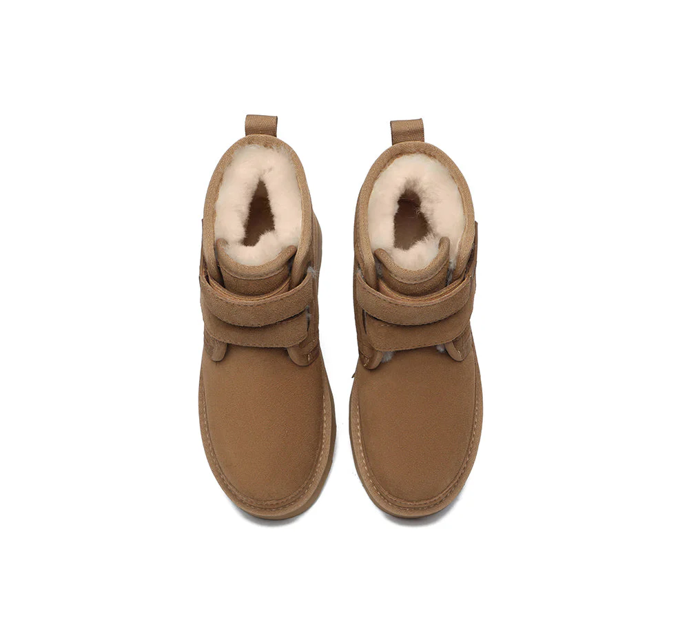 AUSTRALIAN SHEPHERD? UGG Boots Women Sheepskin Wool Hook and Loop Platform Vigour