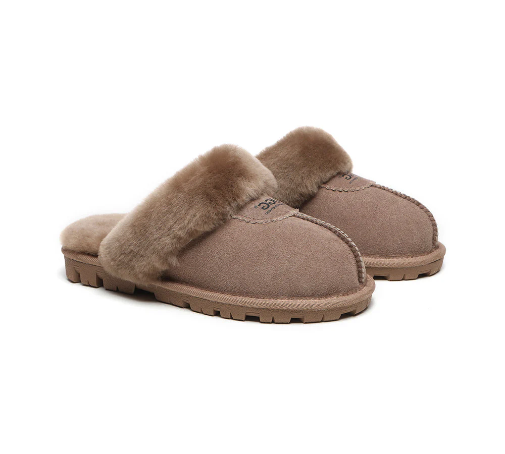 AUSTRALIAN SHEPHERD? UGG Slippers Double Face Sheepskin Wool Scuff Waffle