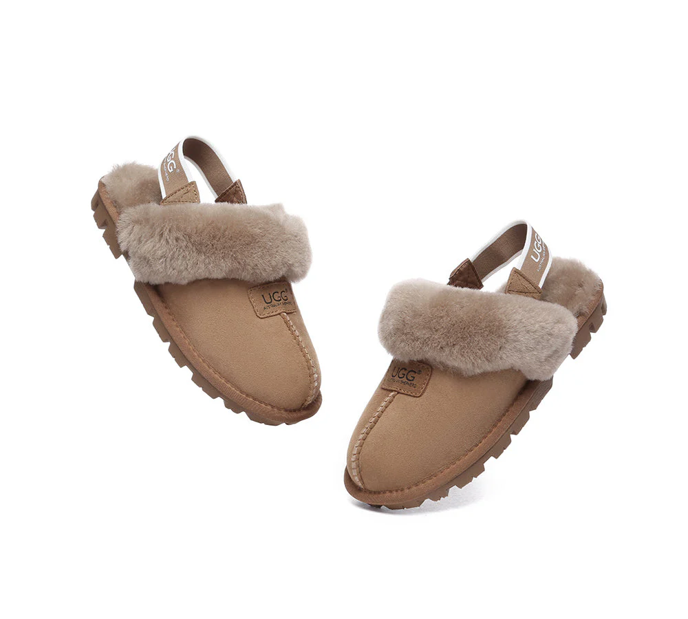 AUSTRALIAN SHEPHERD? 2-Way Style UGG Slippers Sheepskin Wool Removable Strap Slingback Suzie ll