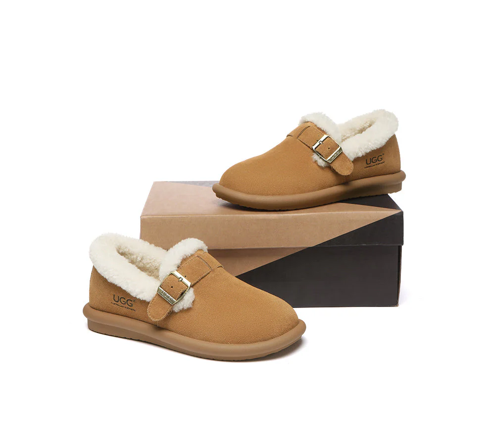 AUSTRALIAN SHEPHERD? UGG Slippers Sheepskin Wool Adjustable Strap Ankle Froim