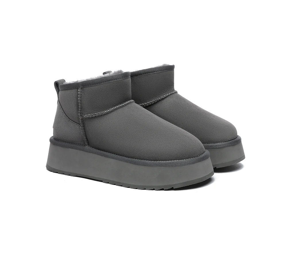 EVERAU? UGG Boots Sheepskin Wool Ankle Ultra Mini Platform