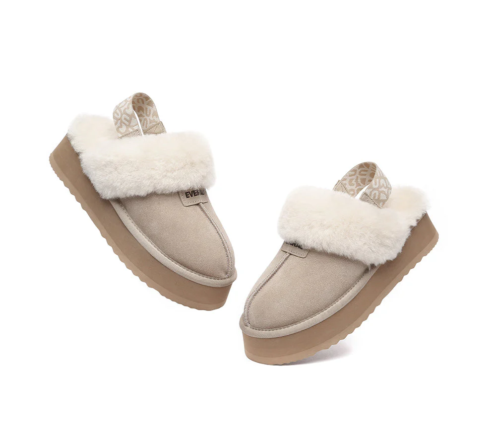 EVERAU? UGG Women Removable Strap Slingback Platform Slippers Forever
