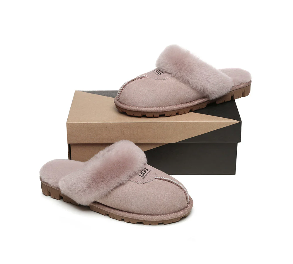 AUSTRALIAN SHEPHERD? UGG Slippers Double Face Sheepskin Wool Scuff Waffle