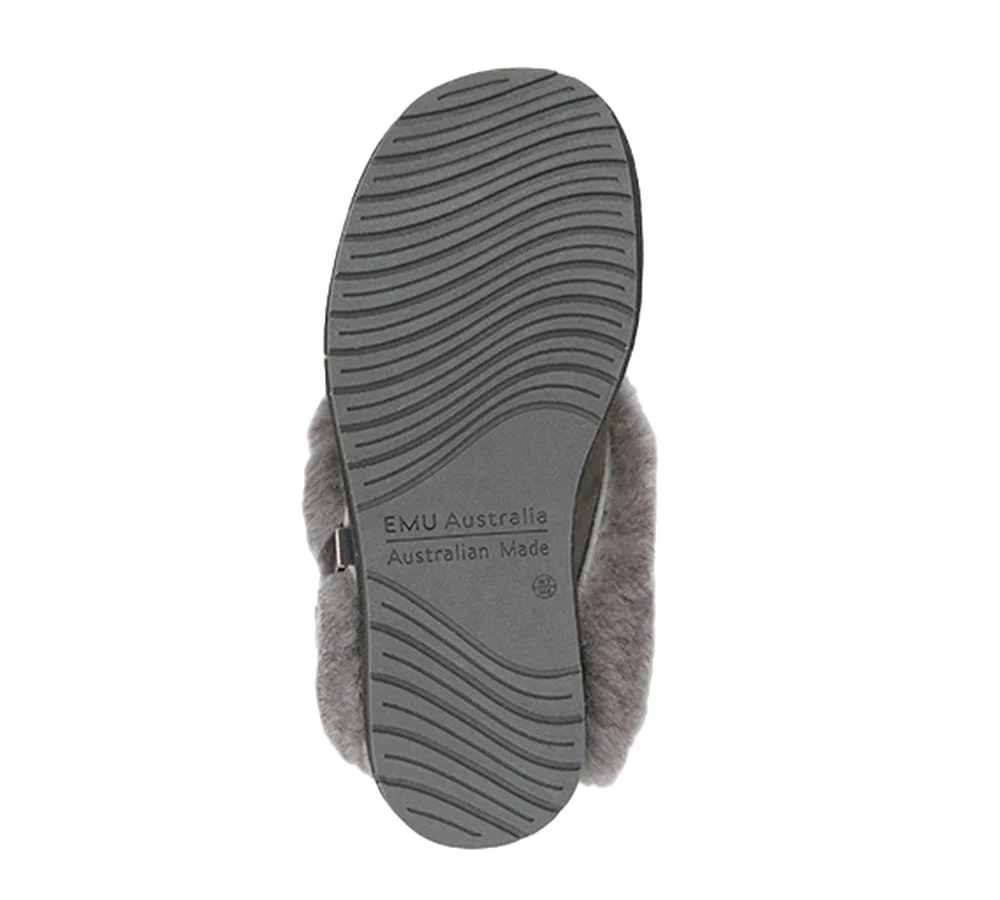 EMU? UGG Slippers Australian Made Sheepskin Wool Scuff Platinum Eden