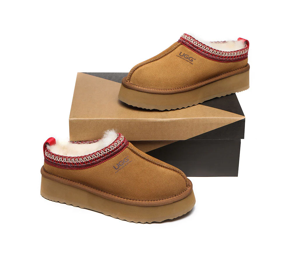 AUSTRALIAN SHEPHERD? UGG Slippers Sheepskin Wool Ankle Platform Tazzy Ventus