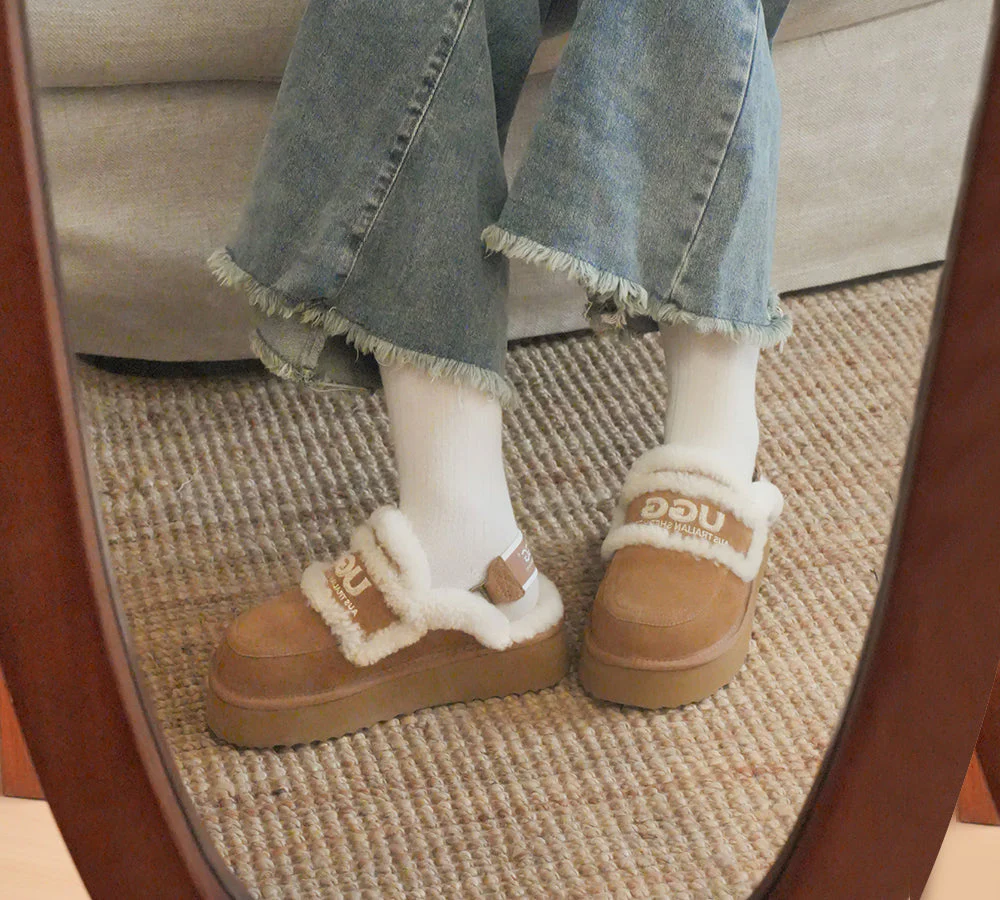 AUSTRALIAN SHEPHERD? UGG Slippers Women Removable Strap Slingback Platform Rilee