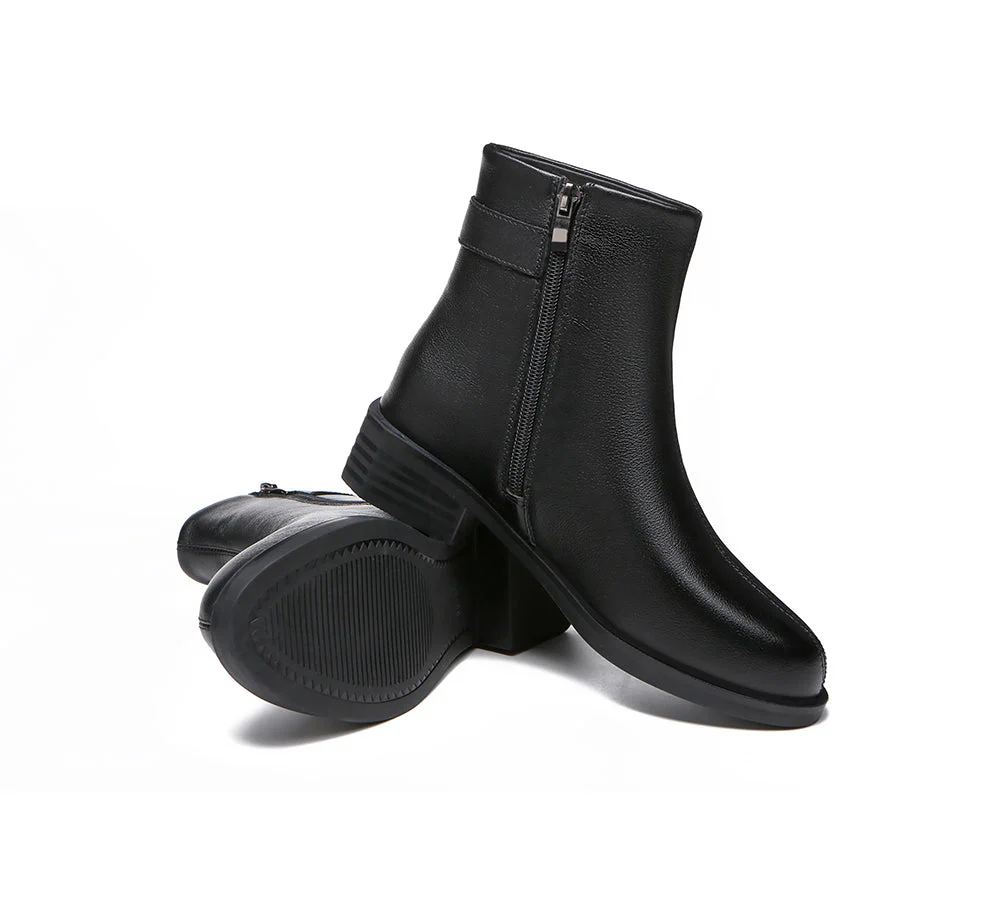 TARRAMARRA? Women Leather Buckle Zipper Chelsea Boots Ivana
