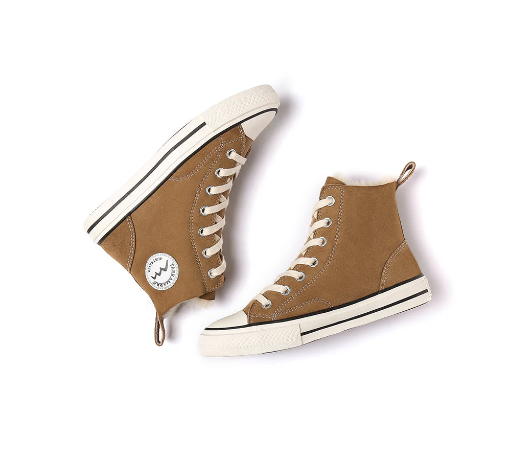 TARRAMARRA? Women Sheepskin Wool High Top Sneakers Viola
