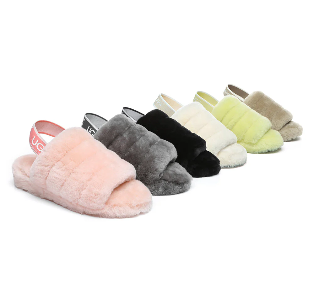 AUSTRALIAN SHEPHERD? UGG Women Slingback Fluffy Slides Puffy