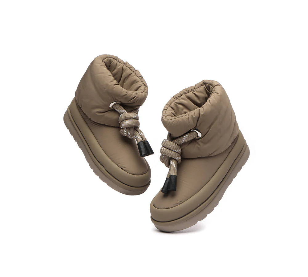 EVERAU? UGG  Boots Women Sheepskin Wool Waterproof Adjustable Drawstring Ankle Delabra