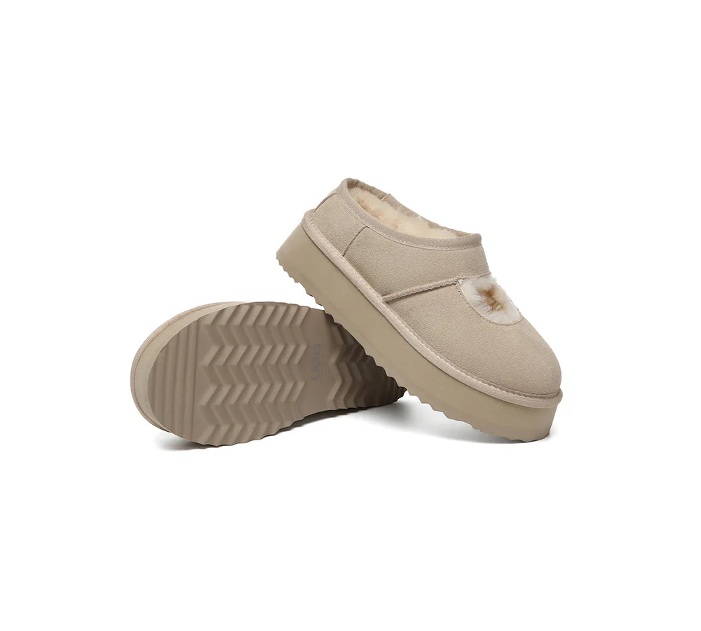 AUSTRALIAN SHEPHERD? UGG Slippers Sheepskin Wool Ankle Platform Carmella