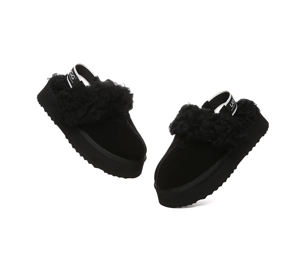 AUSTRALIAN SHEPHERD? 2-Way Style UGG Slippers Women Removable Strap Slingback Platform Waffle Curly