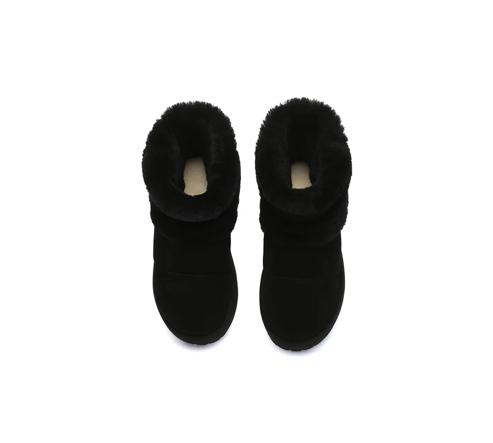UGG EVERAU? UGG Boots Women Sheepskin Wool Shearling Lined Ankle Platform Udelia