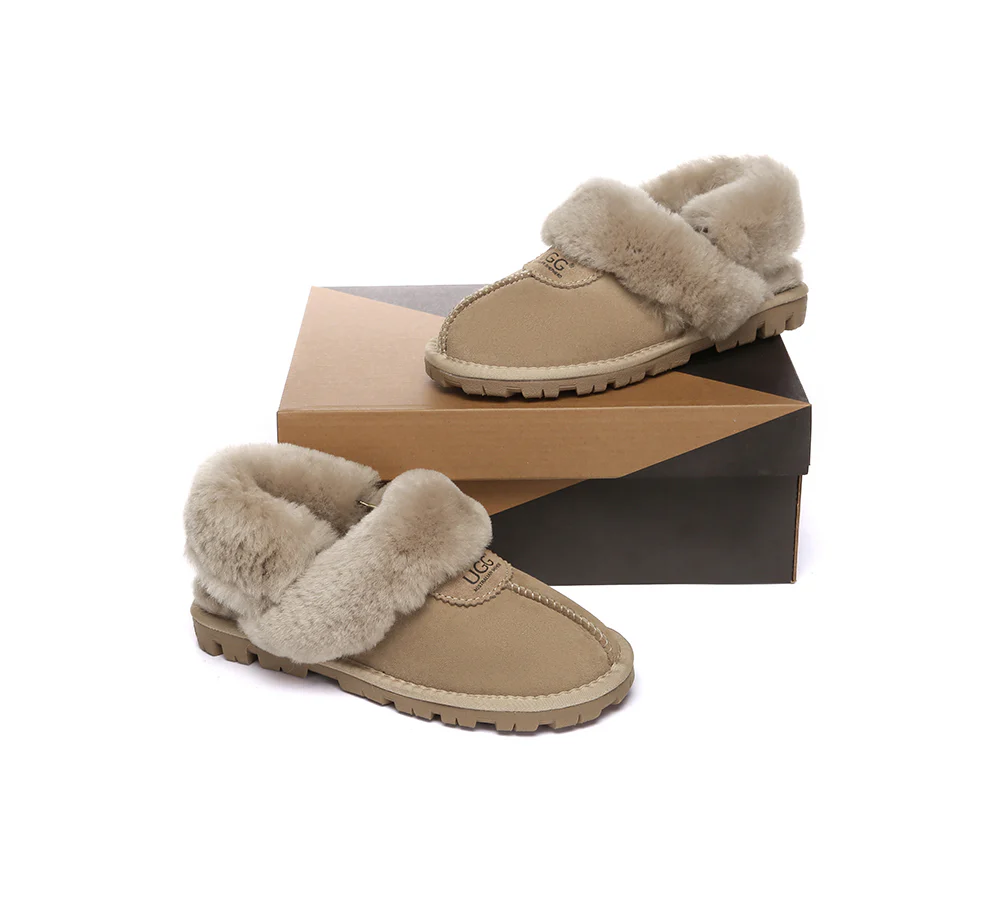 AUSTRALIAN SHEPHERD? UGG Women Slippers Removable Wool Fluffy Strap Slingback Waffle
