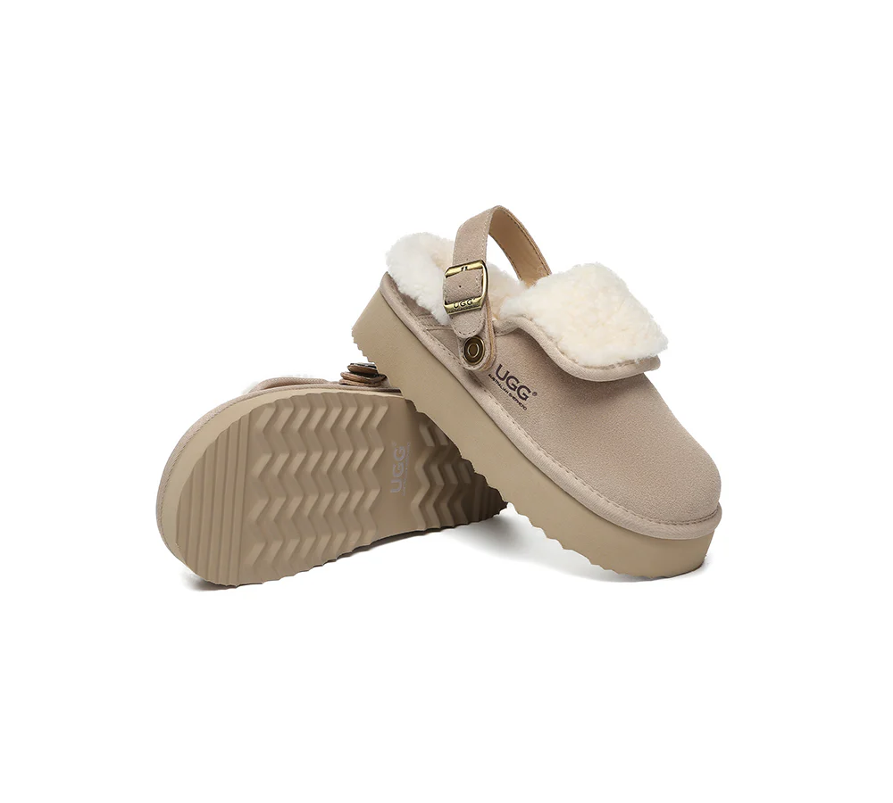 AUSTRALIAN SHEPHERD? UGG Slippers Sheepskin Wool Slingback Platform Tenley