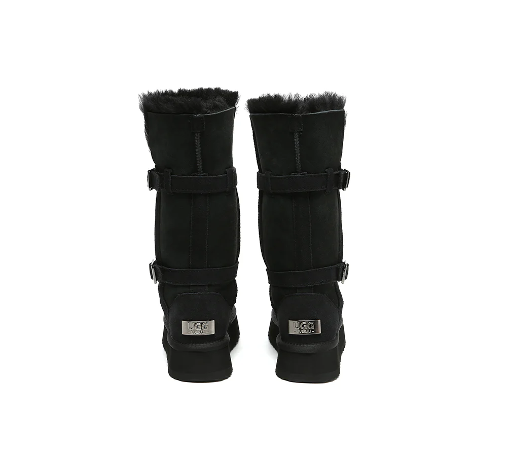 UGG EVERAU? UGG Boots Women Sheepskin Wool Knee High Platform Tall Valerie