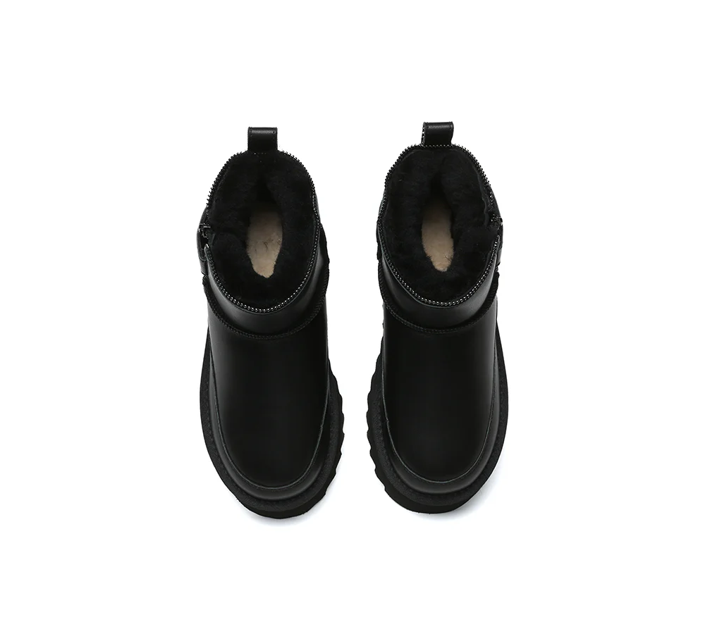 AUSTRALIAN SHEPHERD? UGG Boots Sheepskin Wool Zipper Ankle Platform Arya