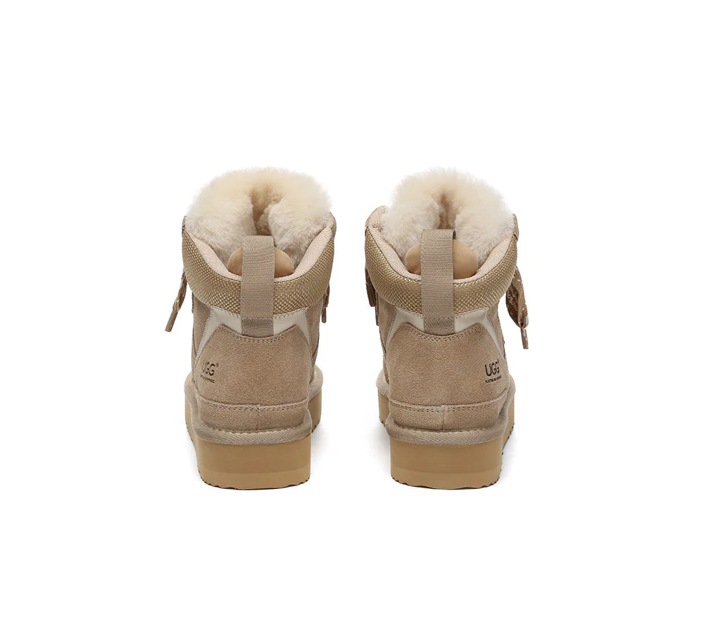 AUSTRALIAN SHEPHERD? UGG Boots Women Lace Up Ankle Platform Samir