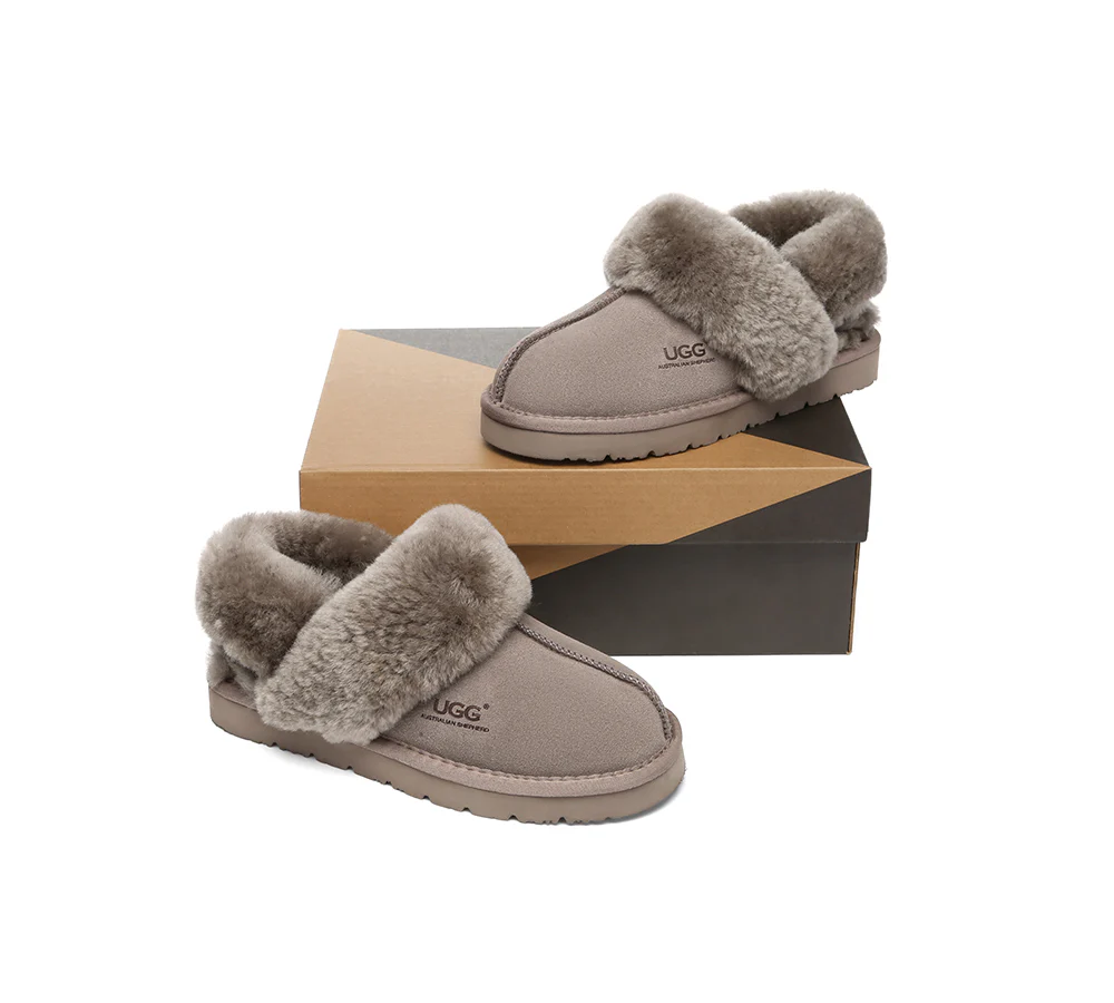 AUSTRALIAN SHEPHERD? UGG Slippers Women Removable Wool Strap Slingback Muffin Fluffy