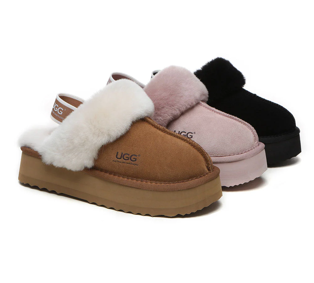 AUSTRALIAN SHEPHERD? 2-Way Style UGG Slippers Women Removable Strap Slingback Platform Muffin