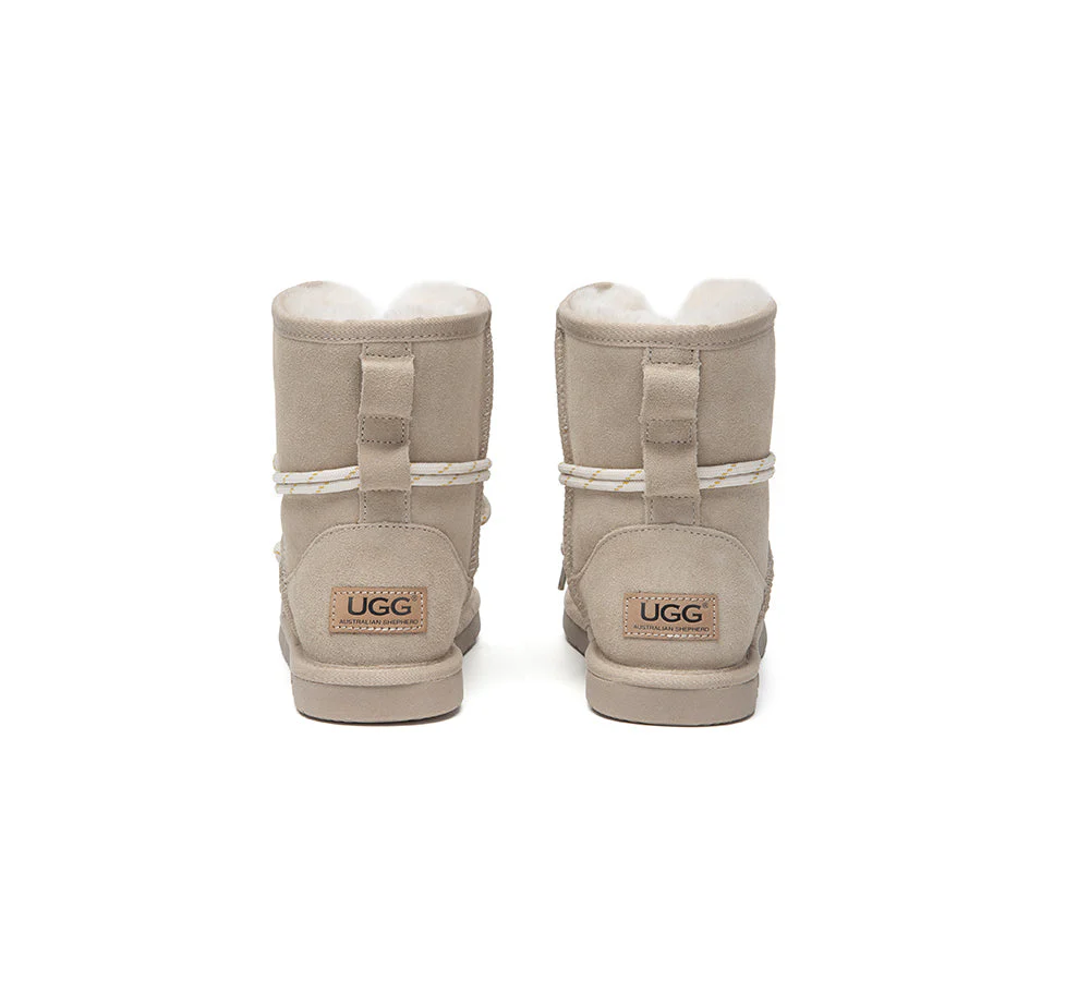 AUSTRALIAN SHEPHERD? UGG Boots Women Sheepskin Wool Adjustable Strap Carlos