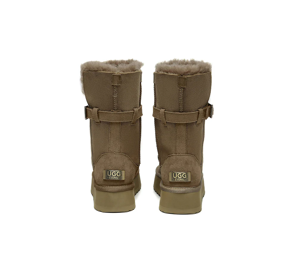 UGG EVERAU?  UGG Boots Women Sheepskin Wool Platform Short Valerie