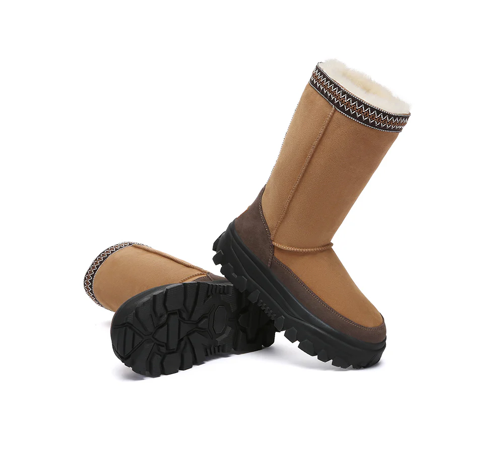 AUSTRALIAN SHEPHERD? UGG Boots Sheepskin Wool Chunky Platform Tall Glacelle