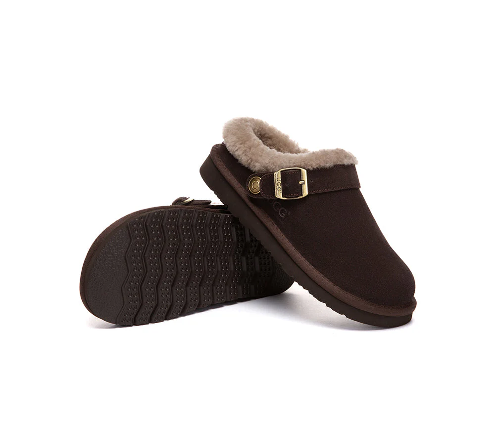 AUSTRALIAN SHEPHERD? UGG Slippers Sheepskin Wool Adjustable Strap Ankle Clog Pulsey