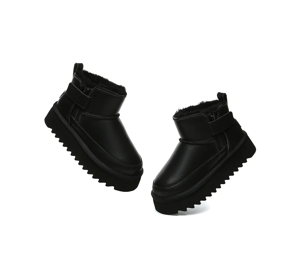 AUSTRALIAN SHEPHERD? UGG Boots Sheepskin Wool Zipper Ankle Platform Arya