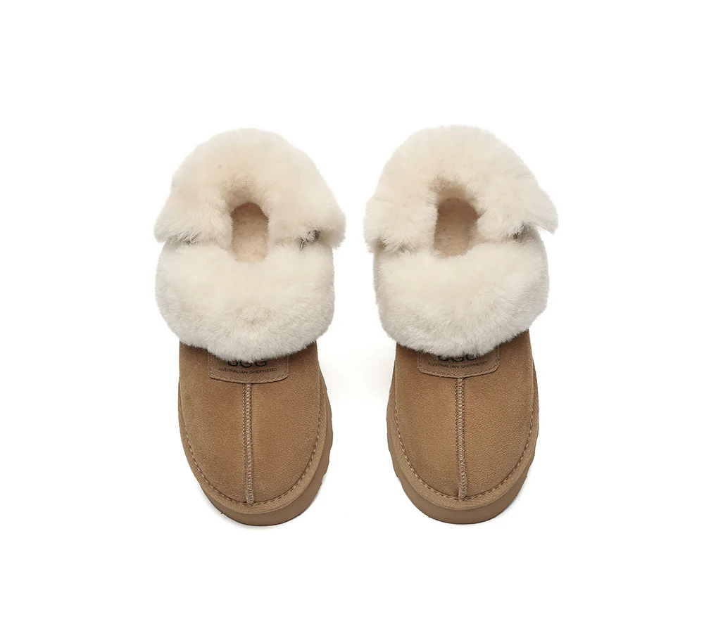 AUSTRALIAN SHEPHERD? UGG Slippers Women Removable Wool Strap Slingback Chunky Platform Muna
