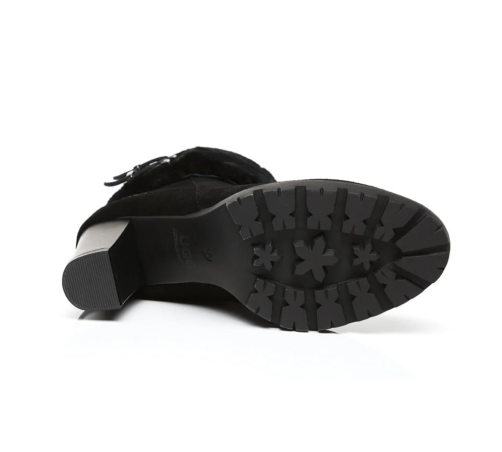 AUSTRALIAN SHEPHERD? UGG Boots Women Shearling Zipper Heel Candice