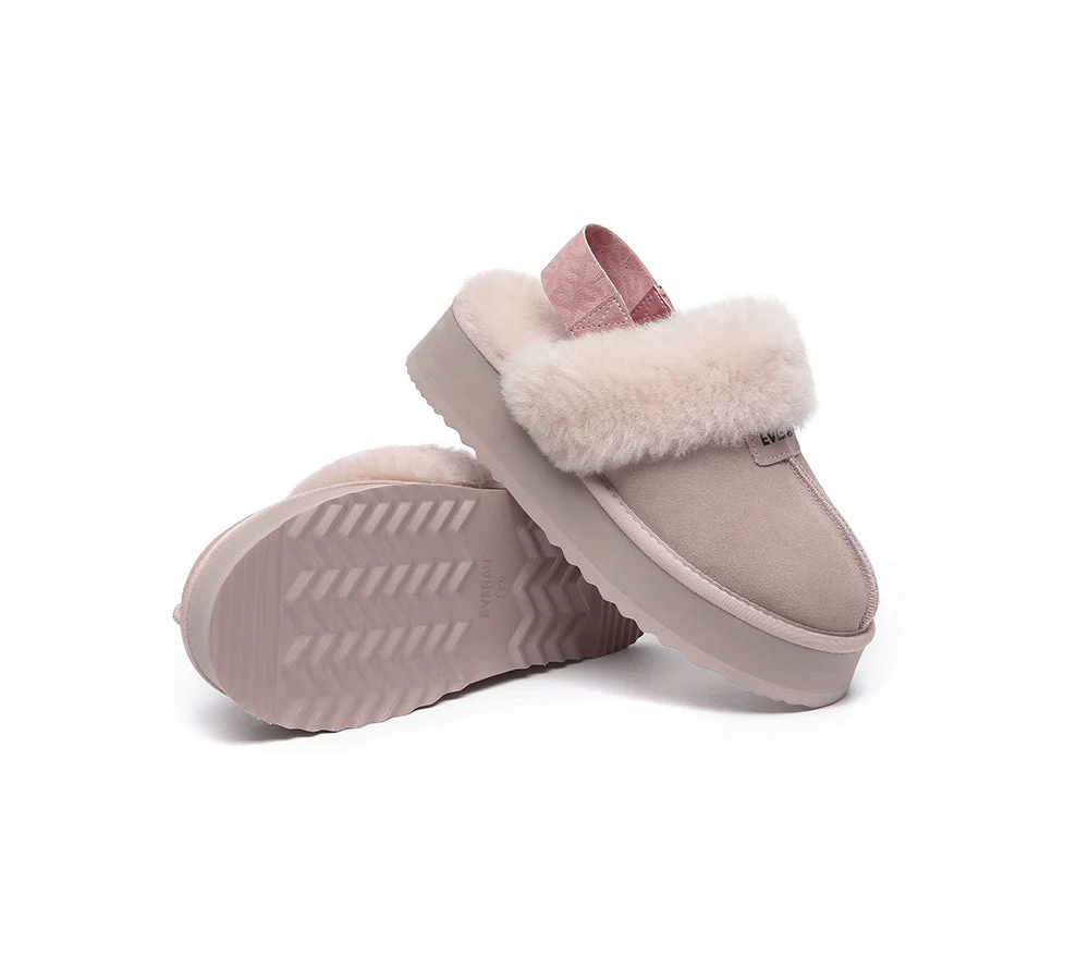 EVERAU? UGG Women Removable Strap Slingback Platform Slippers Forever