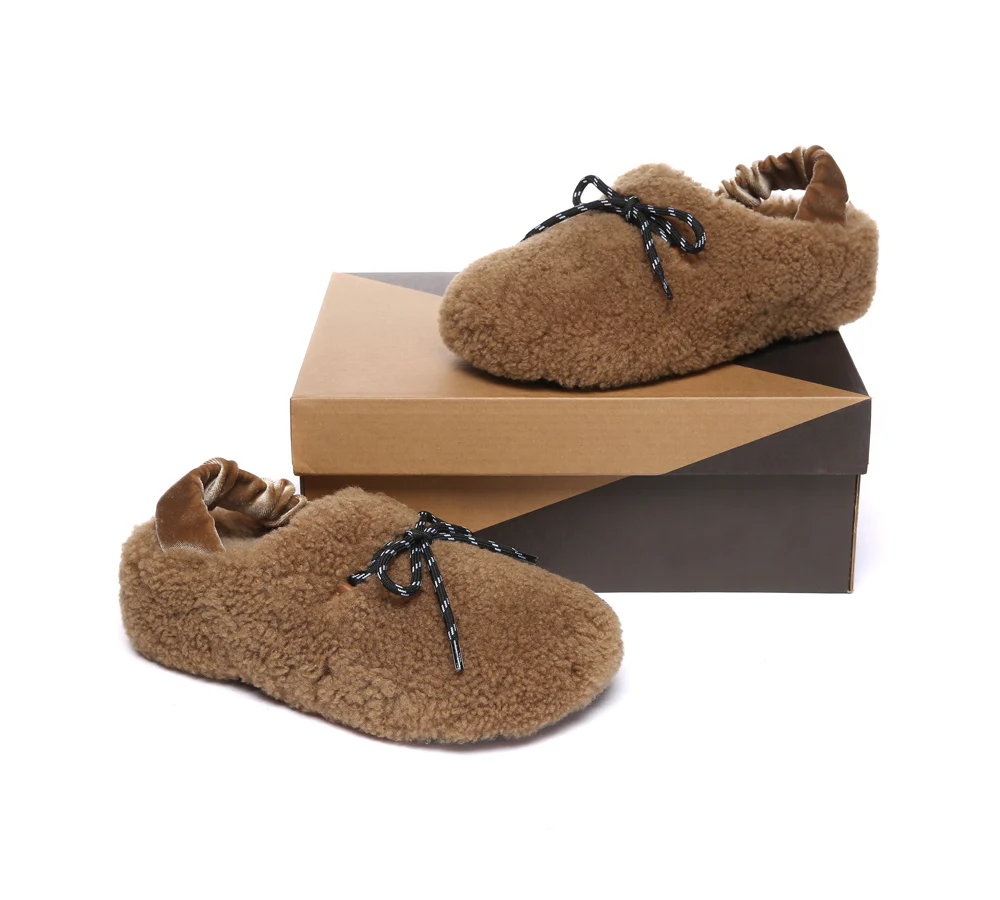 AUSTRALIAN SHEPHERD? UGG Slippers Women Curly Sheepskin Wool Slingback Barrett