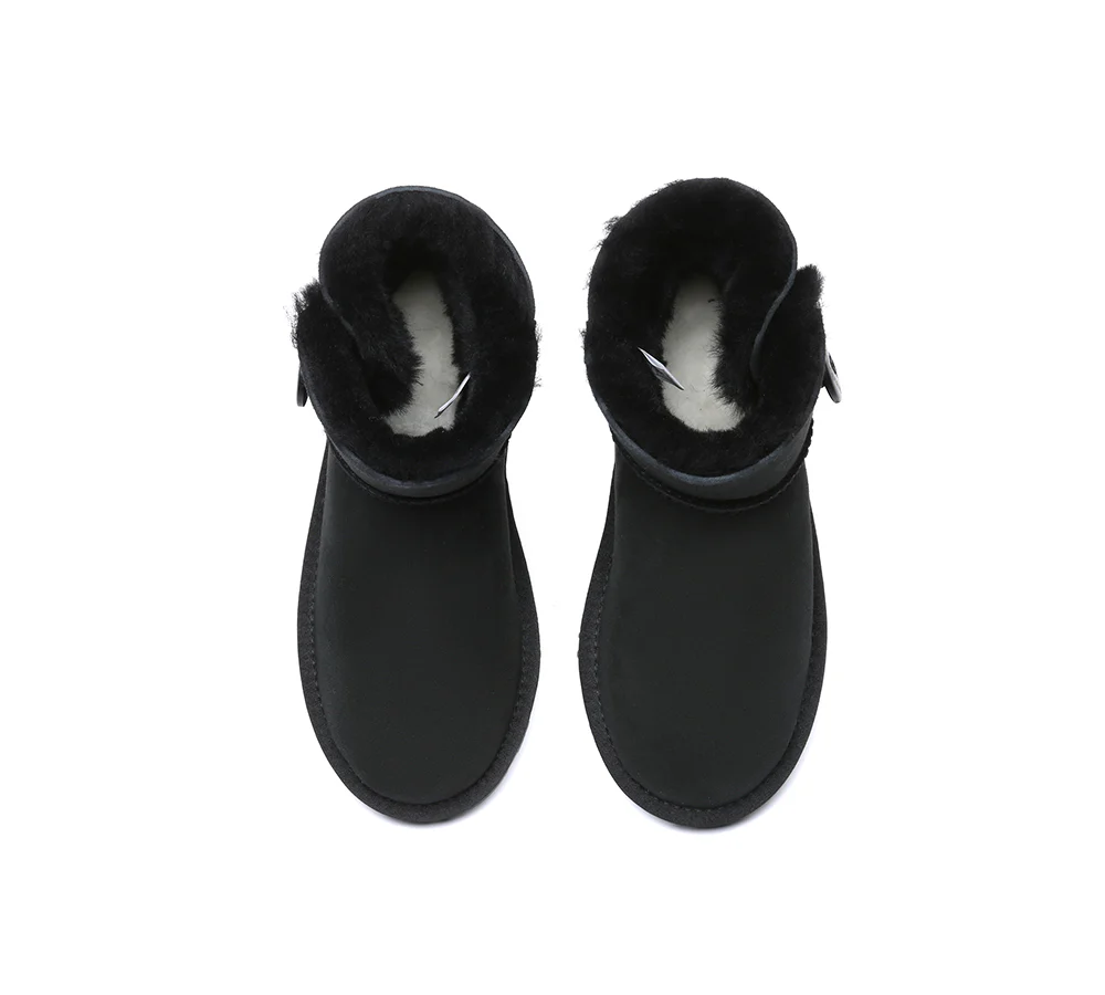 UGG EVERAU? UGG Boots Double Faced Sheepskin Wool Ankle Mini Button