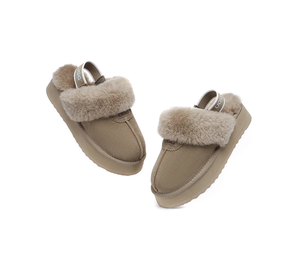 AUSTRALIAN SHEPHERD? UGG Slippers Women Removable Strap Slingback Platform Waffle