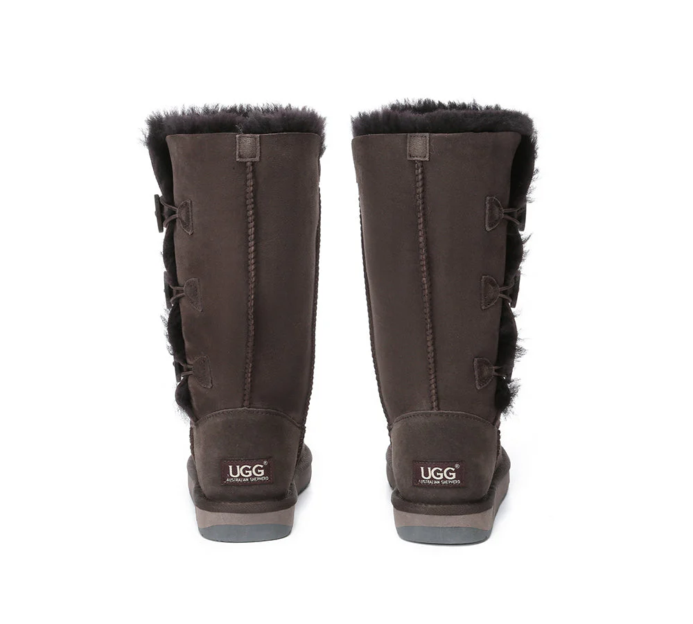 AUSTRALIAN SHEPHERD? UGG Boots Double Face Sheepskin Wool Tall Triple Button