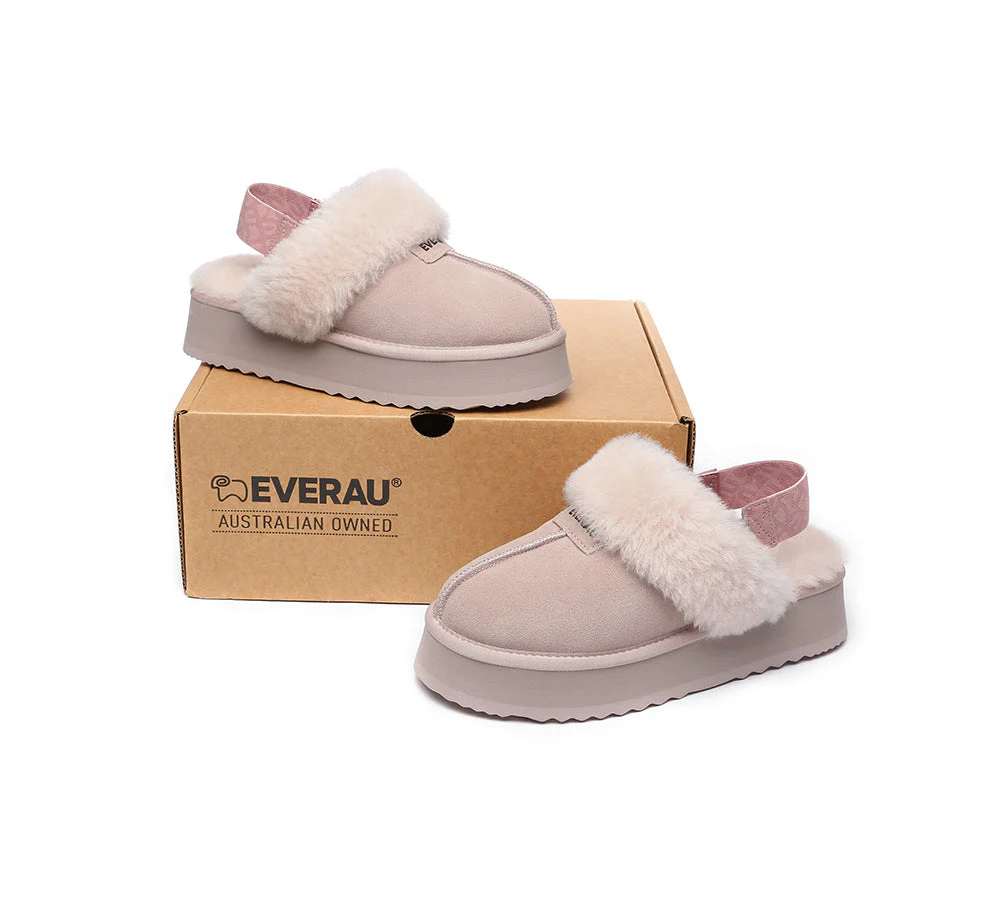 EVERAU? UGG Women Removable Strap Slingback Platform Slippers Forever