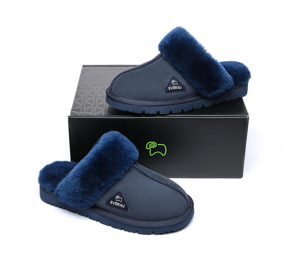 EVERAU? UGG Slippers Premium Sheepskin Wool Scuff Muffin