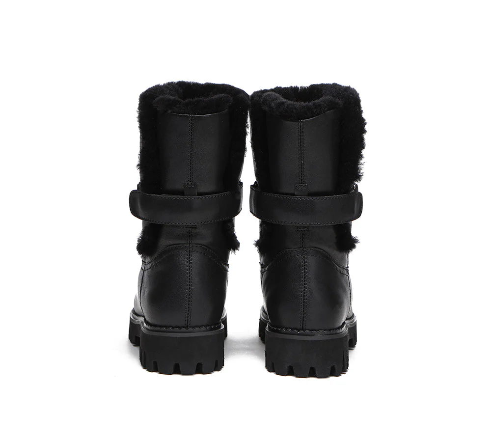 EVERAU? Women Sheepskin Wool Mid Calf Fashion Boots Tina