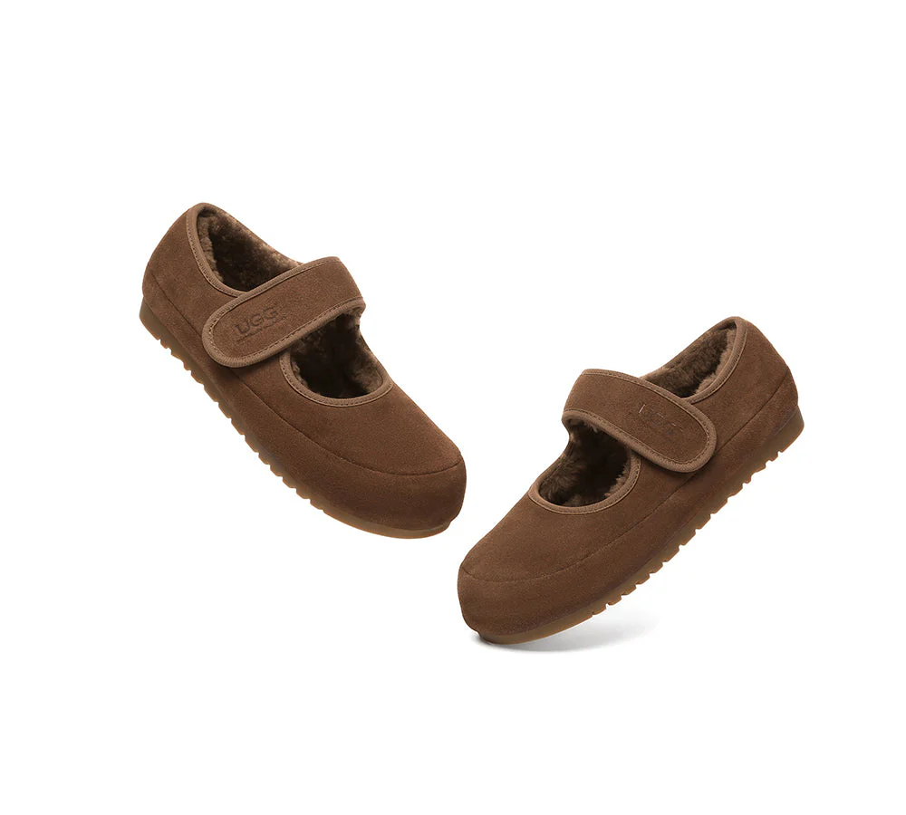 AUSTRALIAN SHEPHERD? UGG Slippers Sheepskin Wool Adjustable Strap Mary Jane Millie