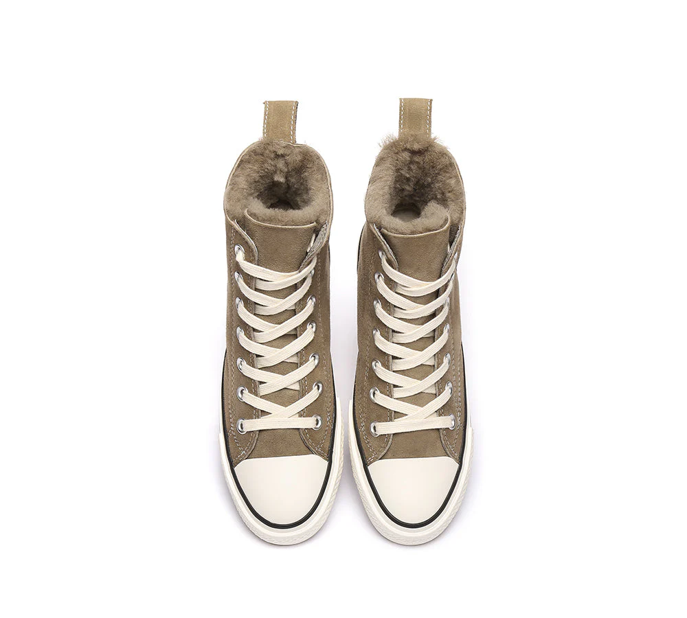 TARRAMARRA? Women Sheepskin Wool High Top Sneakers Viola
