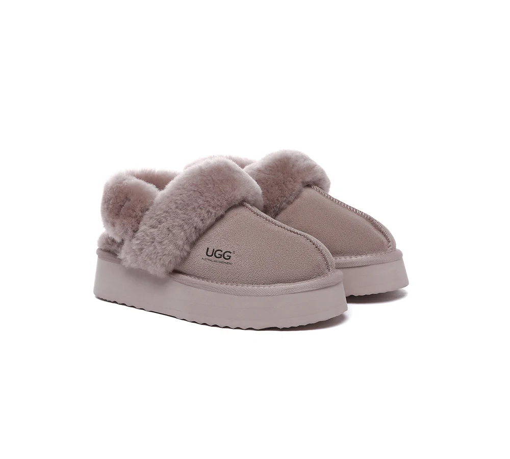 AUSTRALIAN SHEPHERD? UGG Slippers Women Removable Wool Strap Slingback Platform Musa