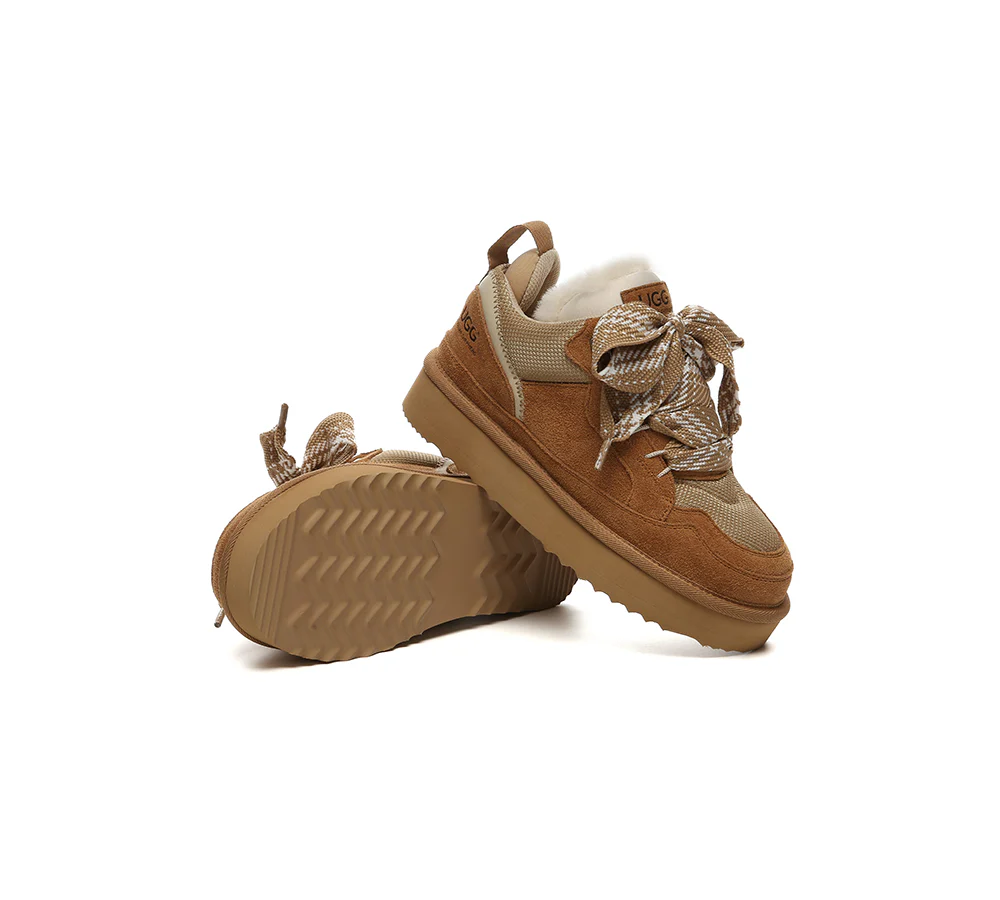 AUSTRALIAN SHEPHERD? UGG Boots Sheepskin Wool Lace Up Platform Sneakers Parkyr